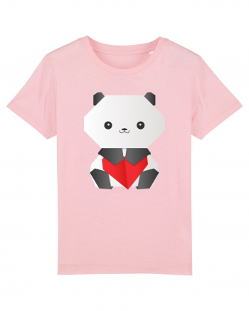 Cute Origami Baby Panda Hugging A Heart Cotton Pink