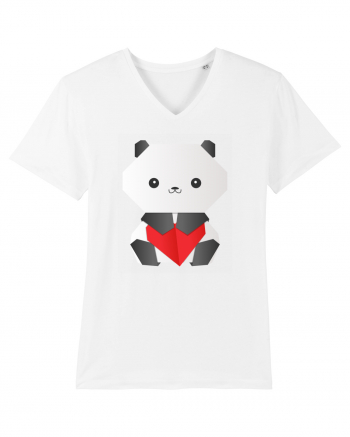 Cute Origami Baby Panda Hugging A Heart White