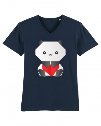 Cute Origami Baby Panda Hugging A Heart French Navy