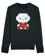 Cute Origami Baby Panda Hugging A Heart Bluză mânecă lungă Unisex Rise