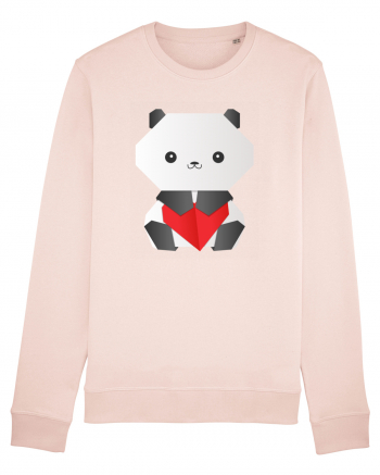 Cute Origami Baby Panda Hugging A Heart Candy Pink