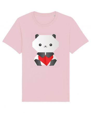 Cute Origami Baby Panda Hugging A Heart Cotton Pink