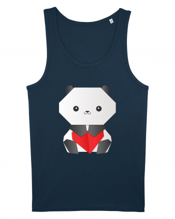 Cute Origami Baby Panda Hugging A Heart Navy