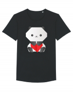 Cute Origami Baby Panda Hugging A Heart Tricou mânecă scurtă guler larg Bărbat Skater