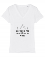 Cafeaua  ma mentine in viata Tricou mânecă scurtă guler V Damă Evoker