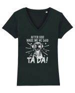 Vintage Golden Retriever Tricou mânecă scurtă guler V Damă Evoker