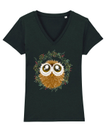 Little owl Tricou mânecă scurtă guler V Damă Evoker