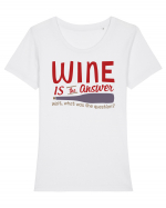 Wine is the answer Tricou mânecă scurtă guler larg fitted Damă Expresser