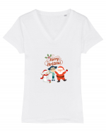 Merry Christmas Tricou mânecă scurtă guler V Damă Evoker