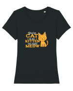 Cat Kitten Meow Tricou mânecă scurtă guler larg fitted Damă Expresser
