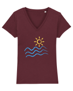 Marea și Soarele Tricou mânecă scurtă guler V Damă Evoker