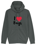 I love bags negru Hanorac cu fermoar Unisex Connector
