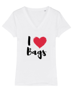 I love bags negru Tricou mânecă scurtă guler V Damă Evoker