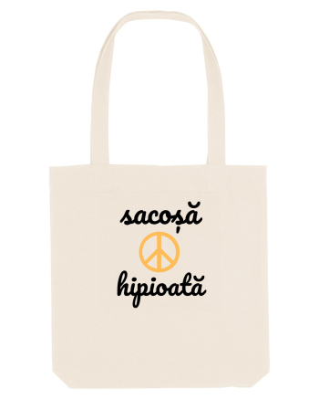 Sacoșă hipioată peace sign negru Natural