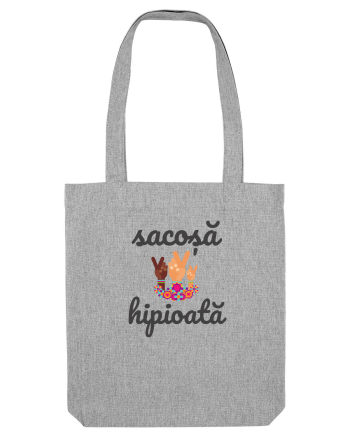 Sacoșă hipioată simbol v al păcii Heather Grey