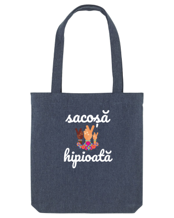 Sacoșă hipioată simbol v al păcii Midnight Blue