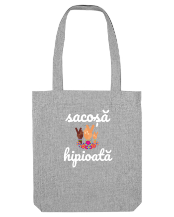 Sacoșă hipioată simbol v al păcii Heather Grey