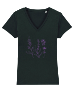 Lavanda Mov Tricou mânecă scurtă guler V Damă Evoker