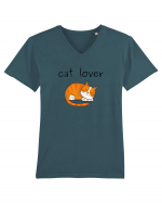 Cat Lover Tricou mânecă scurtă guler V Bărbat Presenter