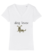 Dog Lover Tricou mânecă scurtă guler V Damă Evoker