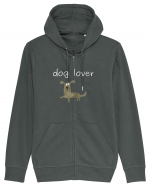 Dog Lover alb Hanorac cu fermoar Unisex Connector