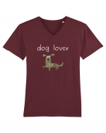 Dog Lover alb Tricou mânecă scurtă guler V Bărbat Presenter