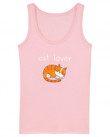 Cat Lover alb Cotton Pink