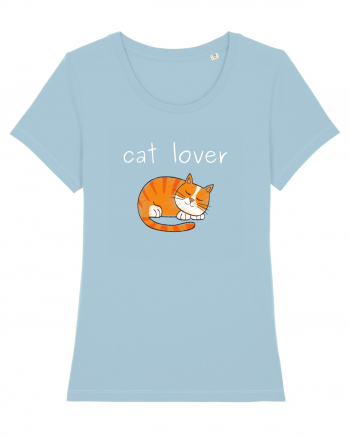 Cat Lover alb Sky Blue