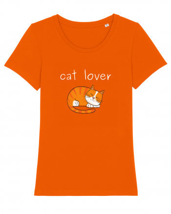 Cat Lover alb Bright Orange