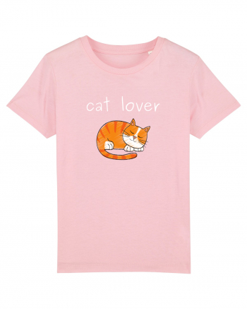 Cat Lover alb Cotton Pink