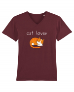 Cat Lover alb Tricou mânecă scurtă guler V Bărbat Presenter