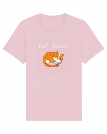 Cat Lover alb Cotton Pink