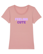 Feeling cute Tricou mânecă scurtă guler larg fitted Damă Expresser