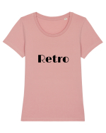 Retro text negru Tricou mânecă scurtă guler larg fitted Damă Expresser
