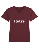 Retro text alb Tricou mânecă scurtă guler V Bărbat Presenter