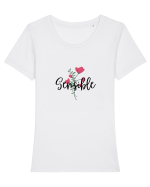 Sensible floare roșie Tricou mânecă scurtă guler larg fitted Damă Expresser