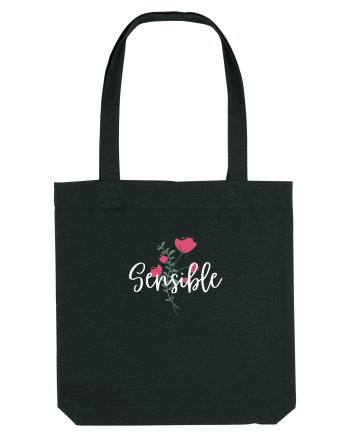 Sensible floare roșie text alb Black