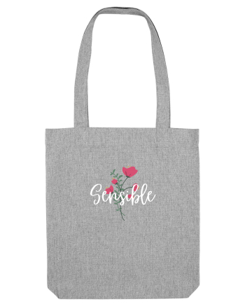 Sensible floare roșie text alb Heather Grey