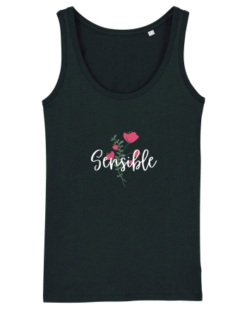 Sensible floare roșie text alb Black