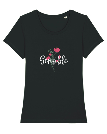 Sensible floare roșie text alb Black