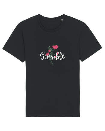 Sensible floare roșie text alb Black