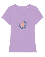 Floare roz Tricou mânecă scurtă guler larg fitted Damă Expresser