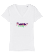 Traveler lifestyle Tricou mânecă scurtă guler V Damă Evoker