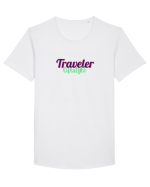 Traveler lifestyle Tricou mânecă scurtă guler larg Bărbat Skater