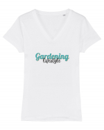 Gardening lifestyle Tricou mânecă scurtă guler V Damă Evoker