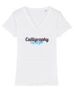 Calligraphy lifestyle Tricou mânecă scurtă guler V Damă Evoker