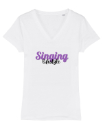 Singing lifestyle Tricou mânecă scurtă guler V Damă Evoker
