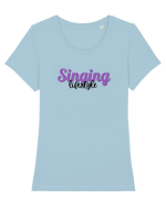 Singing lifestyle Tricou mânecă scurtă guler larg fitted Damă Expresser