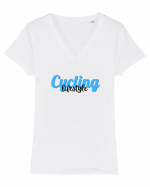 Cycling lifestyle Tricou mânecă scurtă guler V Damă Evoker