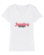 Juggling lifestyle Tricou mânecă scurtă guler V Damă Evoker